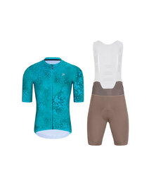 HOLOKOLO Cycling short sleeve jersey and shorts - RUSTLE - brown/turquoise